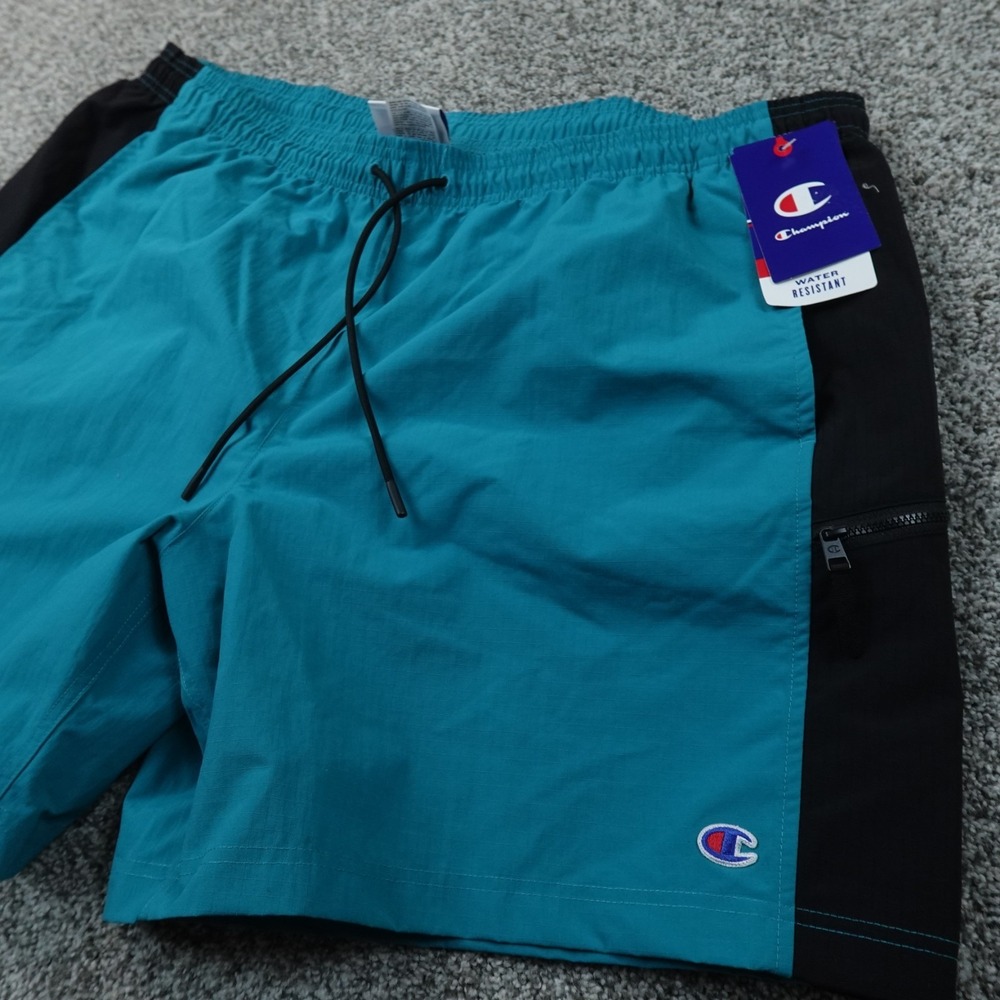 NEW Champion Shorts Mens 2XL Blue Colorblock Water Resistant Drawstring Cargo